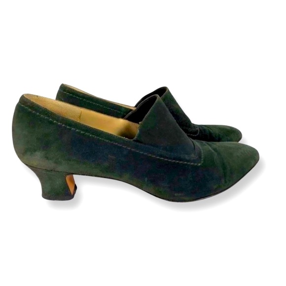 𝅺salvatore Ferragamo Suede Pumps Green Point Toe Italy 8B - Picture 1 of 6